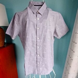 NWT Civil Society Short Sleeve Button Down Cat Print Shirt - Men's Size Medium